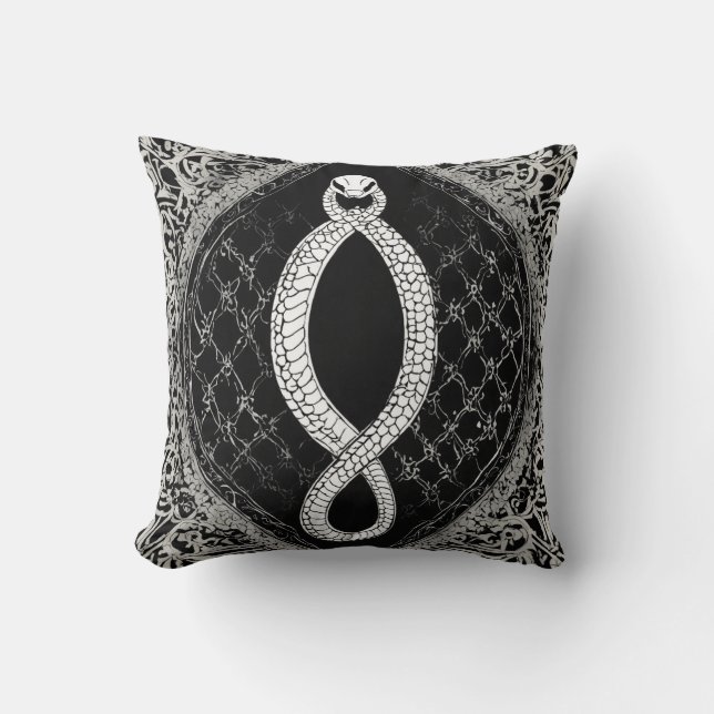 Coussin Gothique Serpentine : Ornamenta noir & blanc éléga (Recto)