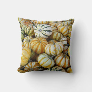 Coussin Gourdes de récolte d'automne orange et vert