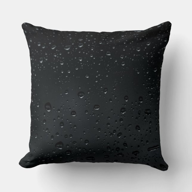 Coussin gouttes d'eau sur la fenêtre noire (Recto)