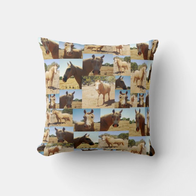 Coussin **"Grace d'or : un collage photo de Palomino"** (Recto)