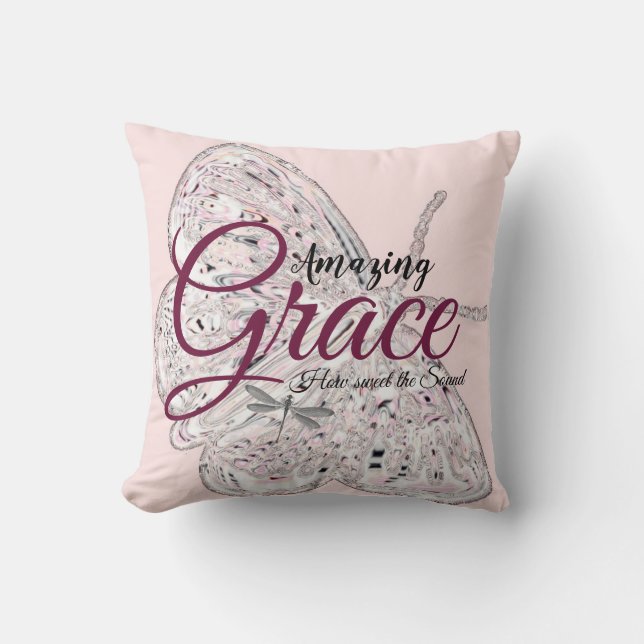 Coussin Grâce incroyable papillon rose  (Recto)