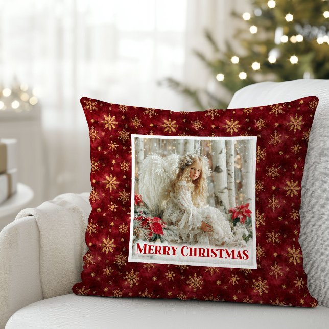 Coussin Graceful Victorian Angel Red and Gold Gift Pillow (Graceful Victorian Angel Red and Gold Gift Pillow)