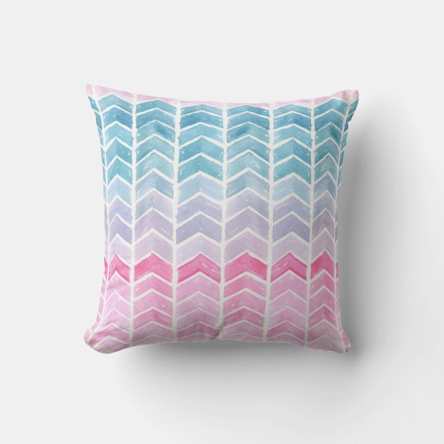 Coussin Gradient Chevron : Aquarelle Motif Herringbone. (Recto)