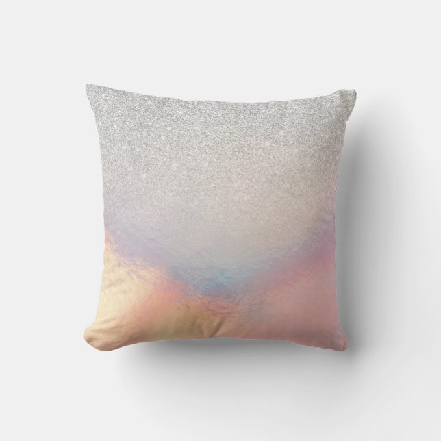 Coussin Gradient holographique de Silver Glitter (Recto)