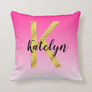 Coussin Gradient rose initial de la lettre K de parties