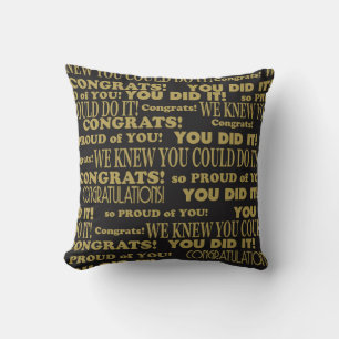 Coussin Graduate Congrats Noir et Or
