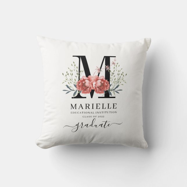 Coussin Graduation florale monogramme (Recto)