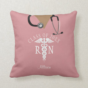 Coussin Graduation infirmière personnalisée Pink Scrub T