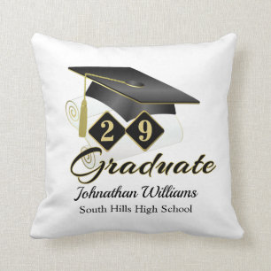 Coussin Graduation Personnalisée Noir & Or