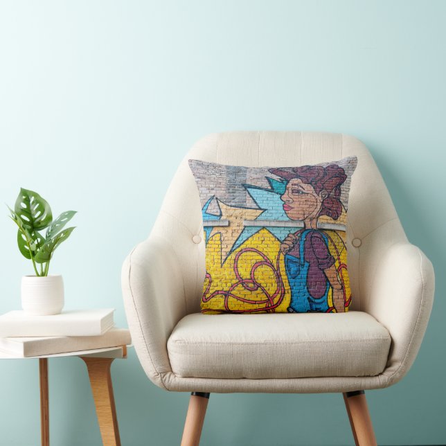 Coussin Graffiti coloré urbain (Chaise)