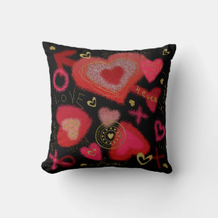 Coussin Graffiti Love Ados Jeter Oreiller, Noir