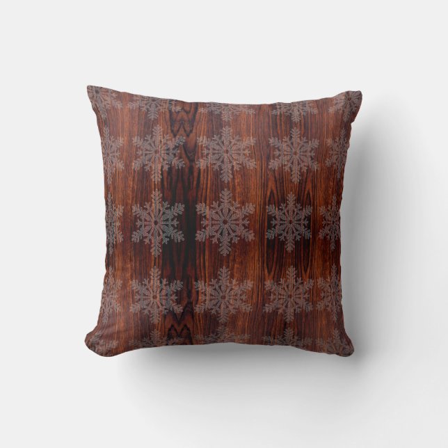Coussin Graine de bois foncé en acajou | bois brun | floco (Recto)