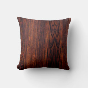 Coussin Graine de bois foncé en acajou motif en bois bru