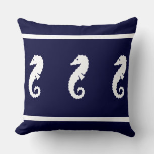 Coussin Grand blanc sur mer marine HORSE vie côtière