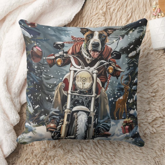 Coussin Grand chien Danse équitation moto Noël (Couverture)
