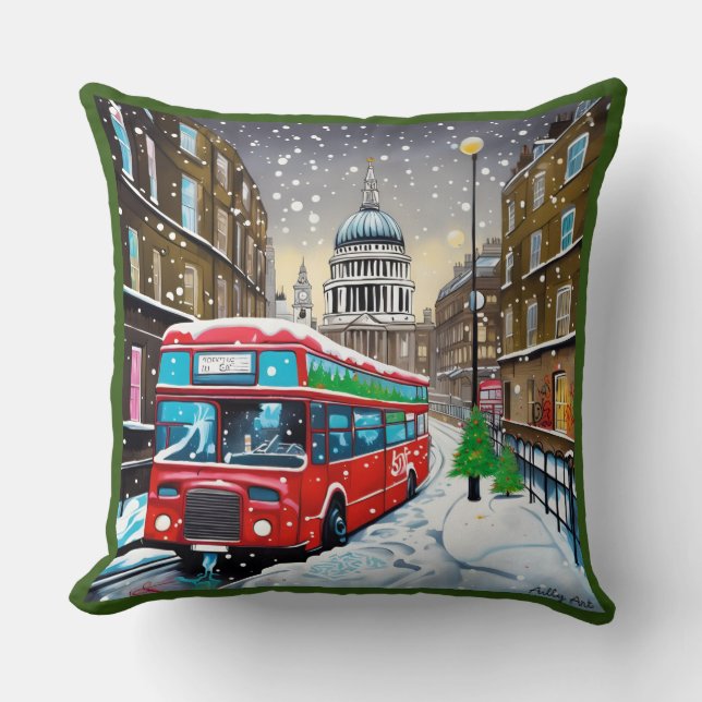 Coussin Grand coton 50x50 - Noël - Londres (Recto)