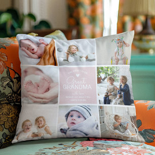 Coussin GRAND GRANDMA 'le plus aimé' Photo Collage Jeter