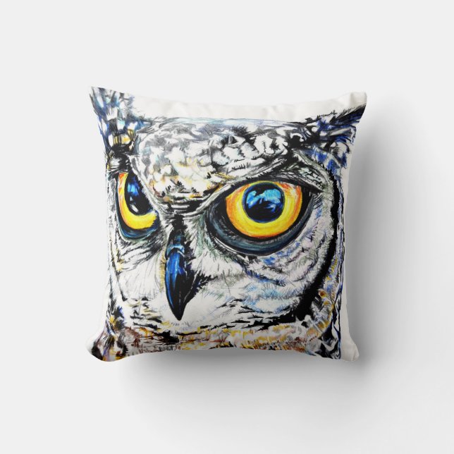 Coussin Grand hibou à cornes 41 x 41cm (Recto)
