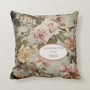Coussin Grand-mère à l'élégance florale défaite Aqua 