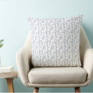 Coussin Grand-mère Côtière Bleu Blanc Chinoiserie Toile