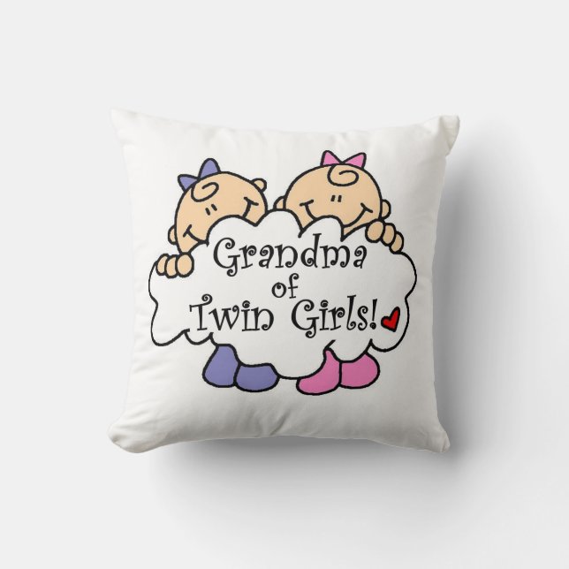 Coussin Grand-mère de jumeaux cadeaux de filles (Recto)