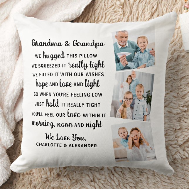 Coussin Grand-mère Grand-père Poème personnalisé 3 grands- (Créateur téléchargé)