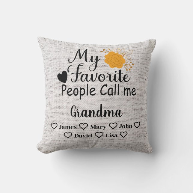 Coussin Grand-mère personnalisée avec les noms des petits- (Recto)