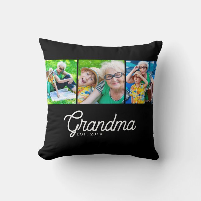 Coussin Grand-mère Script Black 3 Photo (Recto)