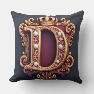 Coussin Grand Monogramme D sur Velours Rouge