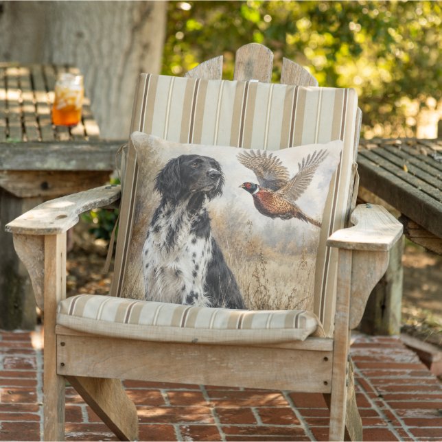 Coussin Grand Münsterländer avec Faisan (Chaise)