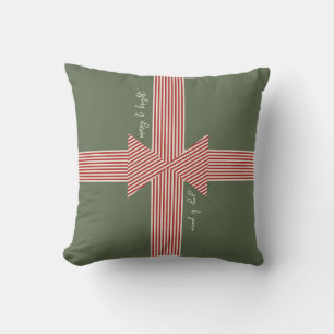 Coussin Grand Nœud de Ruban Rayé Vert