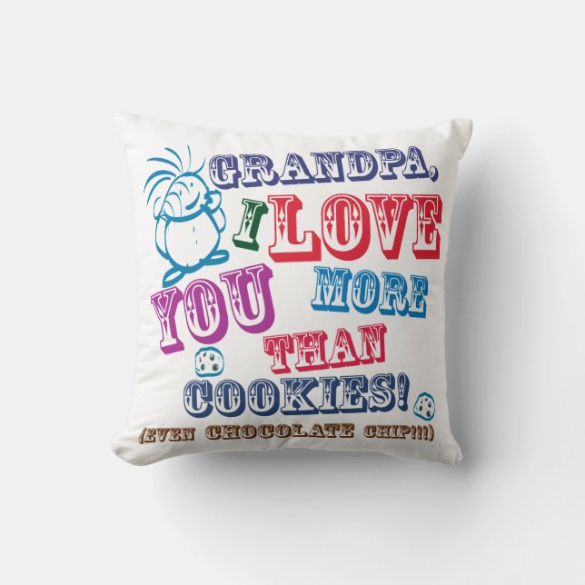 Coussin Grand-papa je t'aime plus que des biscuits ! (Recto)