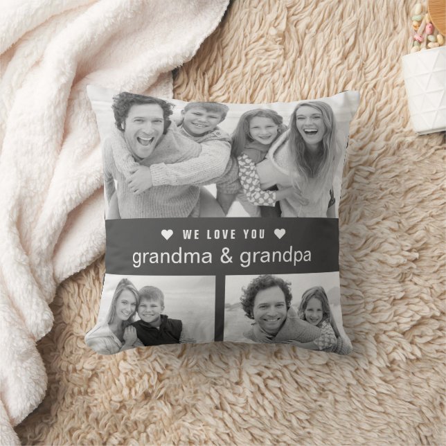 Coussin Grand-parents Jour Noir et Blanc Photos (Couverture)
