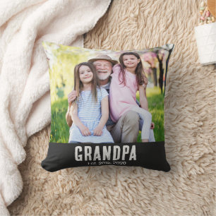 Coussin Grand-père a établi une photo de script blanc