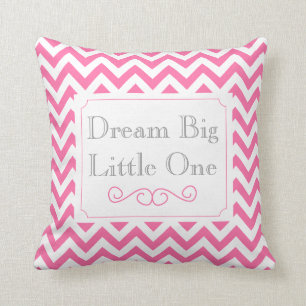 Coussin Grand petit le rêveur, Chevron gris blanc rose