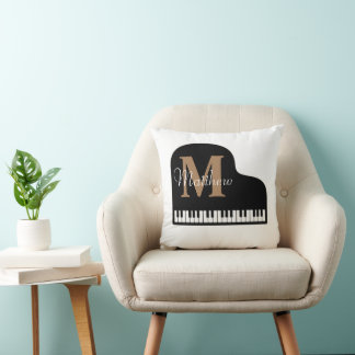Coussin Grand piano Monogramme avec le nom Pianiste