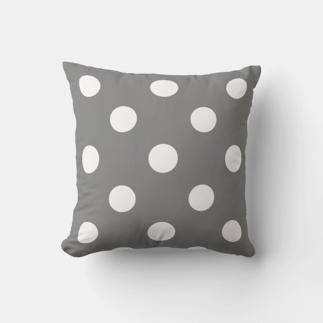 Coussin Grand pois - blanc sur le gris (Recto)