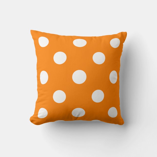 Coussin Grand pois - blanc sur l'orange (Recto)