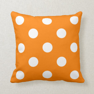 Coussin Grand pois - blanc sur l'orange