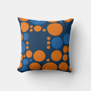Coussin Grand Pois bleu orange