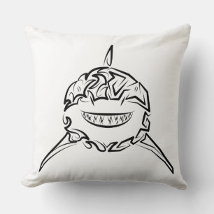 Coussin Grand requin blanc de la tribu noire et blanche