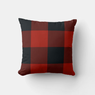 Coussin Grand Rouge & Noir Carreaux Vichy Buffalo Rustique
