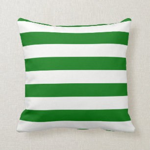 Coussin Grand, vert, blanc, Noël, cabane, rayures
