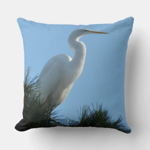 Coussin Grande Aigrette en Floride ensoleillée