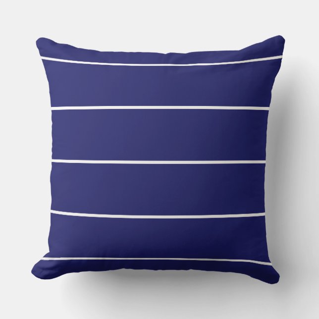 Coussin Grandes bandes bleues ou mince rayé blanc (Recto)
