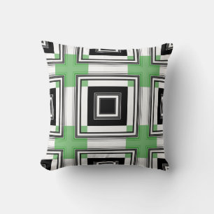 Coussin Grandes bandes noires et blanches Retro Art Design