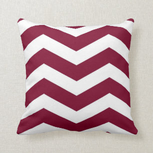 Coussin Grandes de Chevron moderne en Cranberry rouge et b