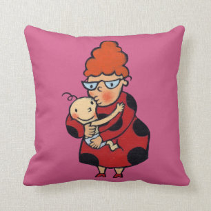 Coussin Grandes étreintes de bonjour de tante en rouge