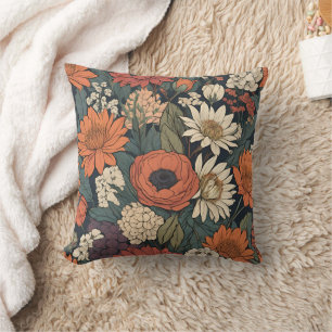Coussin Grandes Fleurs Automnes Contemporaines