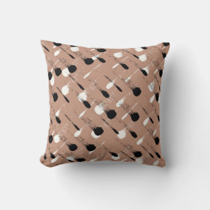 Coussin Grandes géométriques Brown Motif sans fil